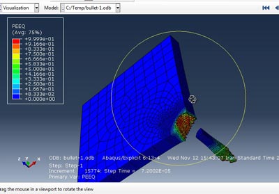 آموزش تحلیل برخورد گلوله به صفحه در آباکوس